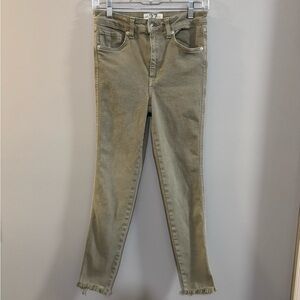 Women's We the Free Denim High Rise Raw Hem Olive Jeans. Size 27